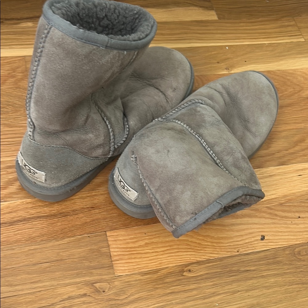 UGG Gray Suede Ankle Boots with Plush Lining